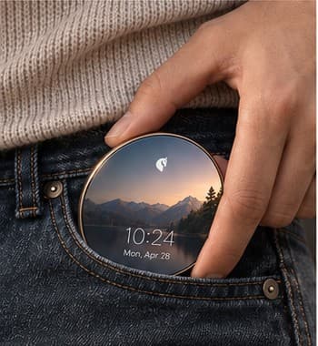 The Aresto AI Wallet sliding into a jeans pocket